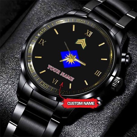 40th Infantry Division Army Personalized Black Stainless Steel Watch