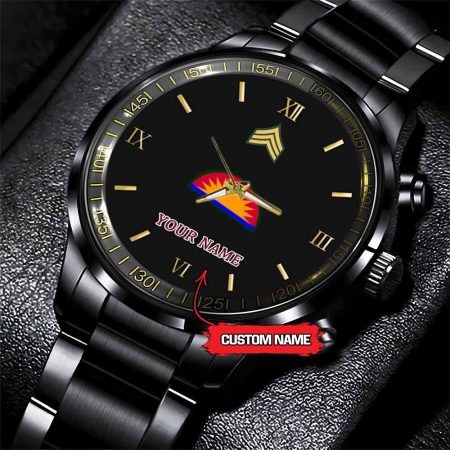 41st Infantry Division Army Personalized Black Stainless Steel Watch