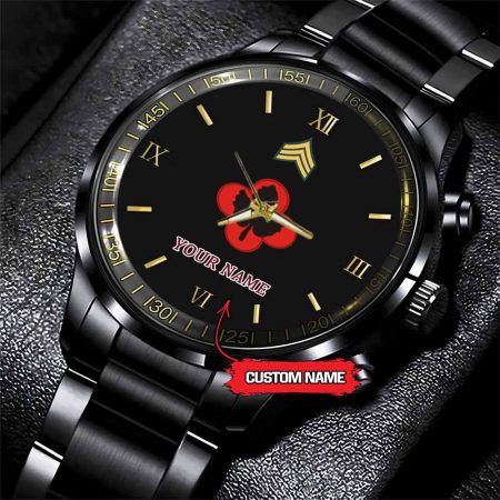 43rd Infantry Division Army Personalized Black Stainless Steel Watch
