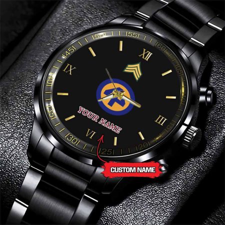 44th Infantry Division Army Personalized Black Stainless Steel Watch