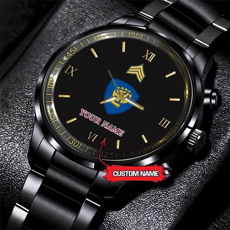 46th Infantry Division Army Personalized Black Stainless Steel Watch