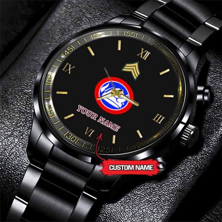 47th Infantry Division Army Personalized Black Stainless Steel Watch
