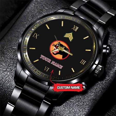 66th Infantry Division Army Personalized Black Stainless Steel Watch