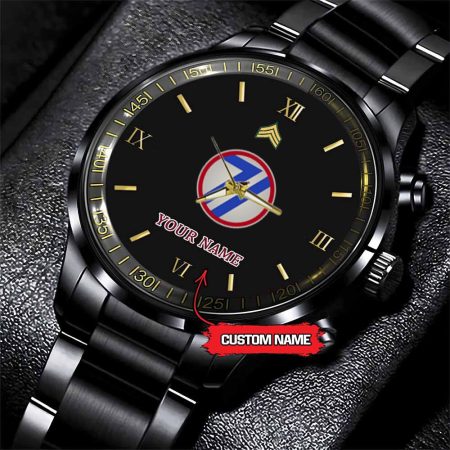 71st Infantry Division Army Personalized Black Stainless Steel Watch
