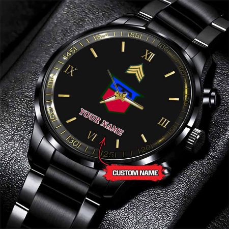 76th Infantry Division Army Personalized Black Stainless Steel Watch