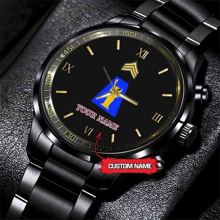 77th Sustainment Brigade Army Personalized Black Stainless Steel Watch