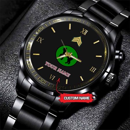 81st Infantry Division Army Personalized Black Stainless Steel Watch