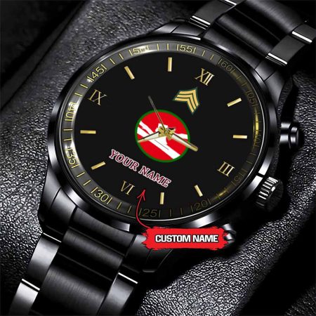 84th Division Army Personalized Black Stainless Steel Watch