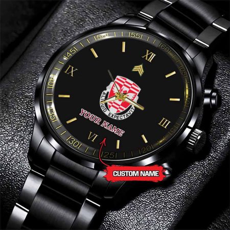 864th Engineering Army Personalized Black Stainless Steel Watch