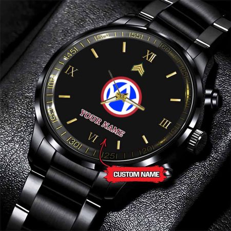 89th Infantry Division Army Personalized Black Stainless Steel Watch