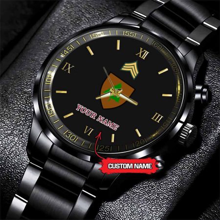 91st Infantry Division Army Personalized Black Stainless Steel Watch