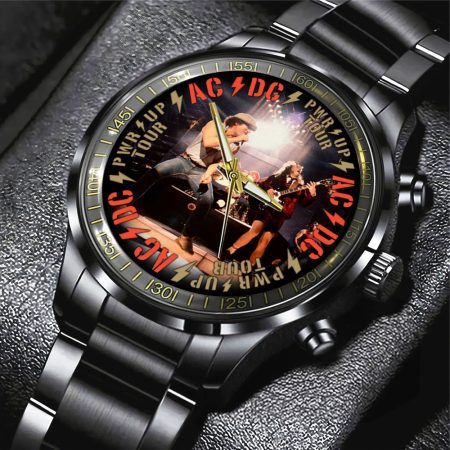 AC/DC Music Black Stainless Steel Watch Gift For Fan
