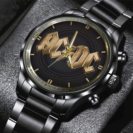 AC/DC Music Black Stainless Steel Watch Gift For Fan