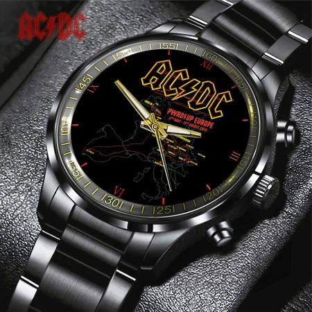 AC/DC Music Black Stainless Steel Watch Gift For Fan