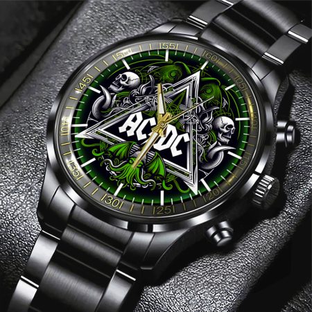 AC/DC Music Black Stainless Steel Watch Gift For Fan