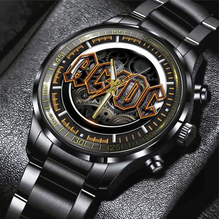 AC/DC Music Black Stainless Steel Watch Gift For Fan