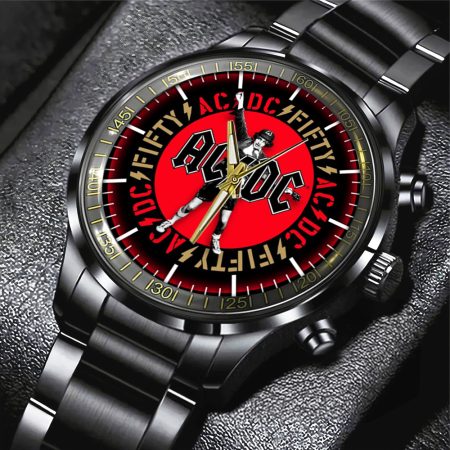 AC/DC Music Black Stainless Steel Watch Gift For Fan