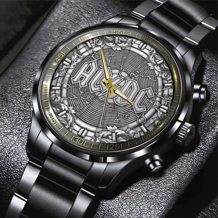 AC/DC Music Black Stainless Steel Watch Gift For Fan