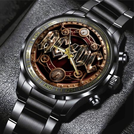 AC/DC Music Black Stainless Steel Watch Gift For Fan