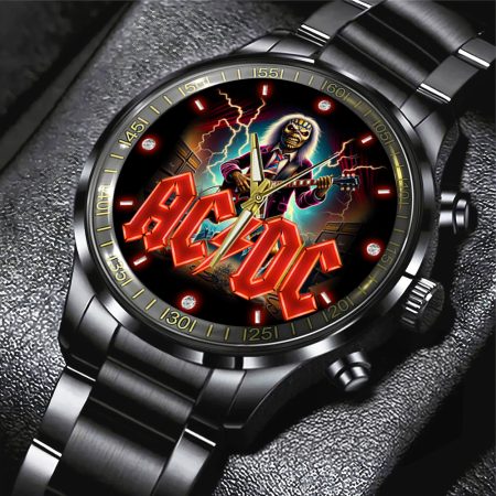 AC/DC Music Black Stainless Steel Watch Gift For Fan