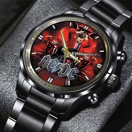 AC/DC Music Black Stainless Steel Watch Gift For Fan