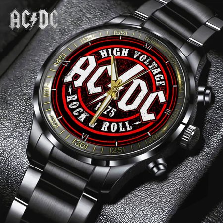 AC/DC Music Black Stainless Steel Watch Gift For Fan