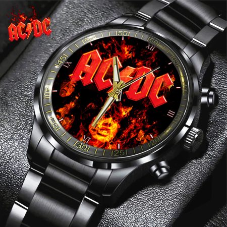 AC/DC Music Black Stainless Steel Watch Gift For Fan