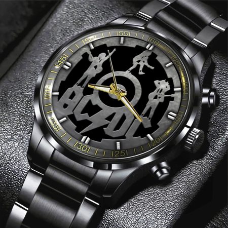 AC/DC Music Black Stainless Steel Watch Gift For Fan