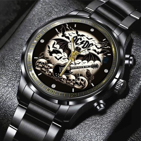 AC/DC Music Black Stainless Steel Watch Gift For Fan