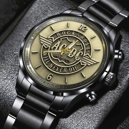 AC/DC Music Black Stainless Steel Watch Gift For Fan