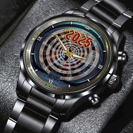 AC/DC Music Black Stainless Steel Watch Gift For Fan