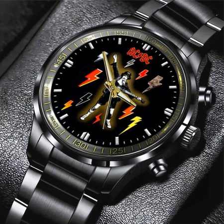 AC/DC Music Black Stainless Steel Watch Gift For Fan