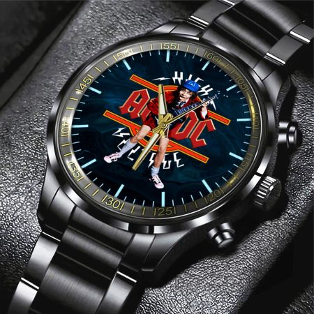 AC/DC Music Black Stainless Steel Watch Gift For Fan