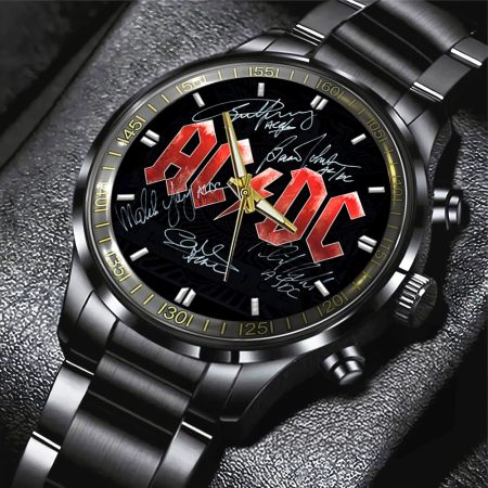 AC/DC Music Black Stainless Steel Watch Gift For Fan