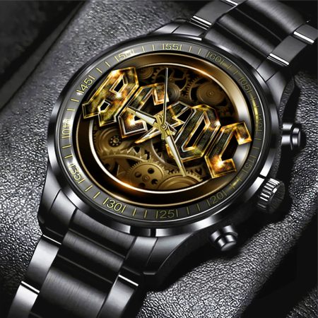AC/DC Music Black Stainless Steel Watch Gift For Fan