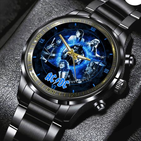 AC/DC Music Black Stainless Steel Watch Gift For Fan