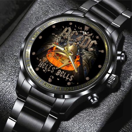 AC/DC Music Black Stainless Steel Watch Gift For Fan