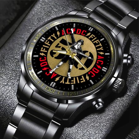 AC/DC Music Black Stainless Steel Watch Gift For Fan
