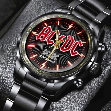 AC/DC Music Black Stainless Steel Watch Gift For Fan