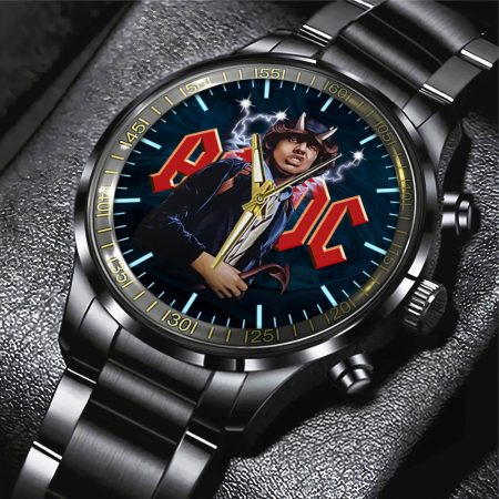 AC/DC Music Black Stainless Steel Watch Gift For Fan
