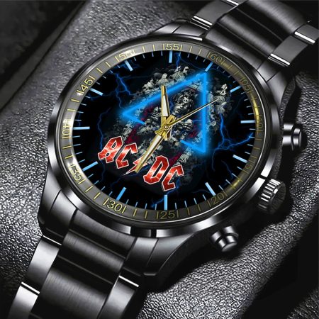 AC/DC Music Black Stainless Steel Watch Gift For Fan