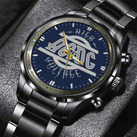 AC/DC Music Black Stainless Steel Watch Gift For Fan