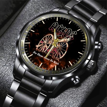 AC/DC Music Black Stainless Steel Watch Gift For Fan