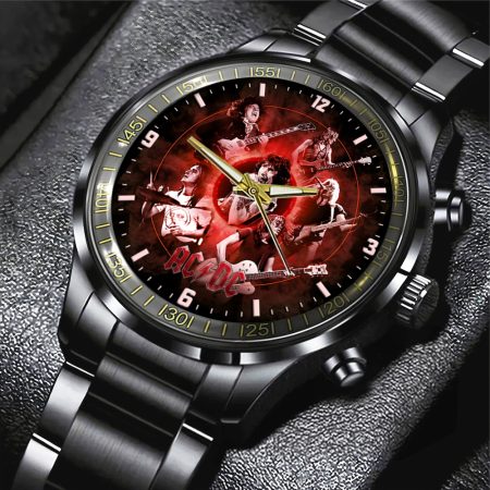 AC/DC Music Black Stainless Steel Watch Gift For Fan