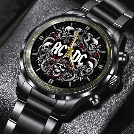 AC/DC Music Black Stainless Steel Watch Gift For Fan