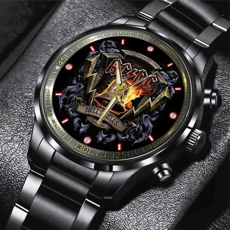 AC/DC Music Black Stainless Steel Watch Gift For Fan