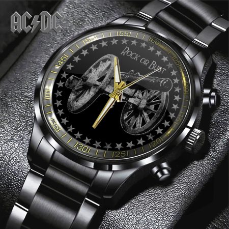 AC/DC Music Black Stainless Steel Watch Gift For Fan
