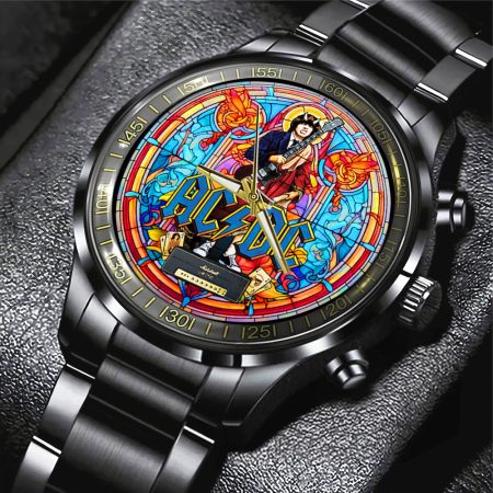AC/DC Music Black Stainless Steel Watch Gift For Fan