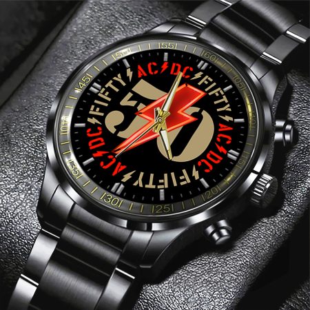 AC/DC Music Black Stainless Steel Watch Gift For Fan