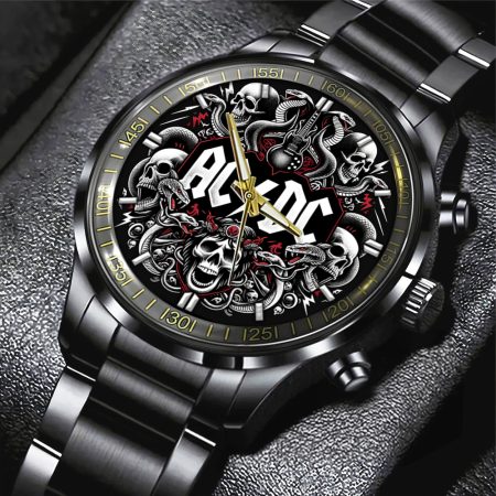 AC/DC Music Black Stainless Steel Watch Gift For Fan